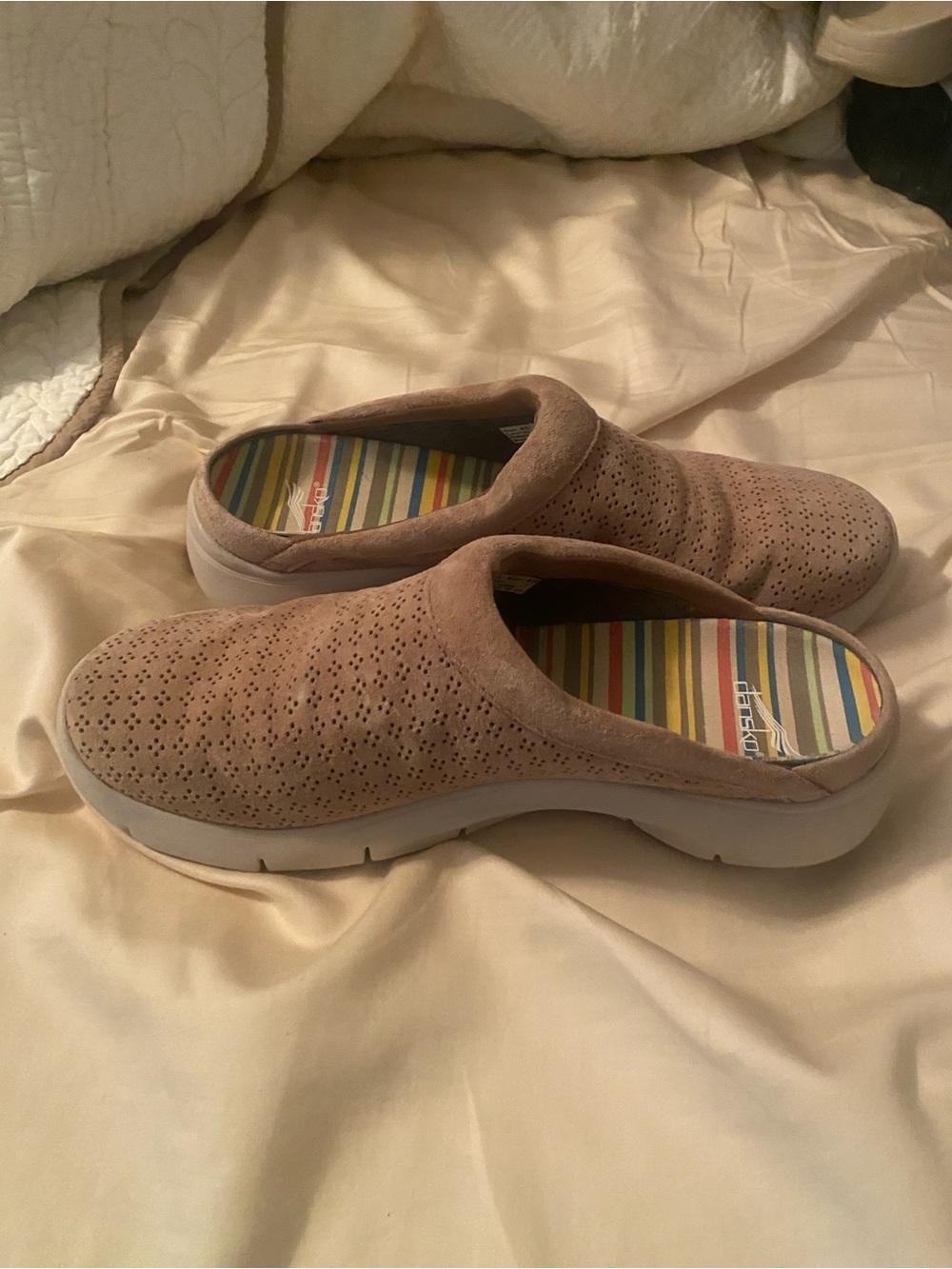 Dansko Women's Perforated Slip-On Clog — Light Brown